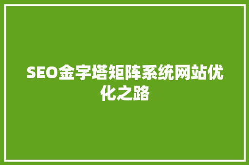 SEO金字塔矩阵系统网站优化之路