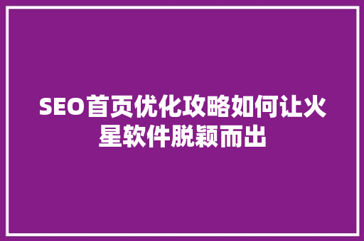 SEO首页优化攻略如何让火星软件脱颖而出