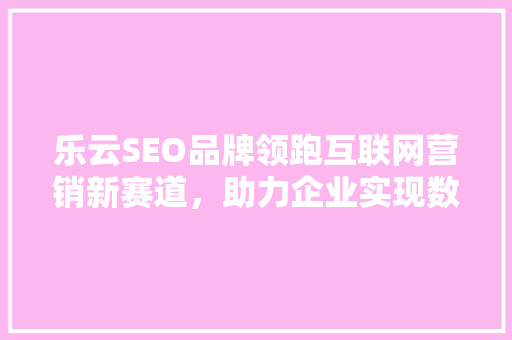 乐云SEO品牌领跑互联网营销新赛道，助力企业实现数字化转型