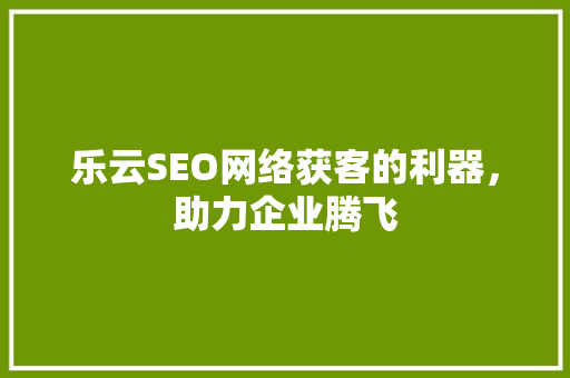 乐云SEO网络获客的利器，助力企业腾飞