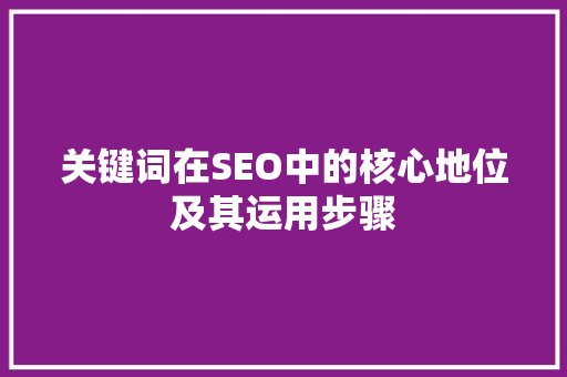 关键词在SEO中的核心地位及其运用步骤