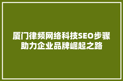 厦门律频网络科技SEO步骤助力企业品牌崛起之路