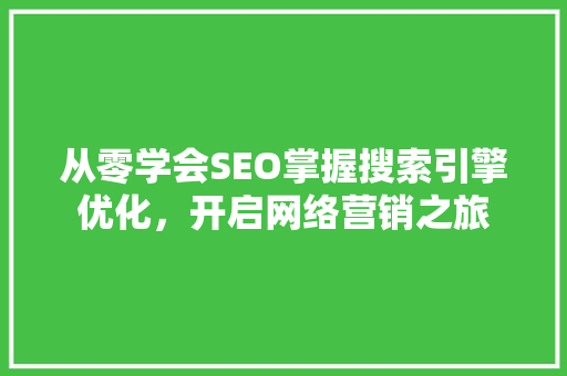 从零学会SEO掌握搜索引擎优化，开启网络营销之旅