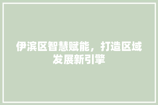 伊滨区智慧赋能，打造区域发展新引擎
