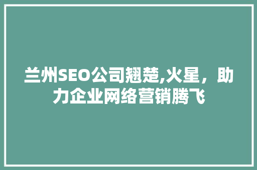 兰州SEO公司翘楚,火星，助力企业网络营销腾飞