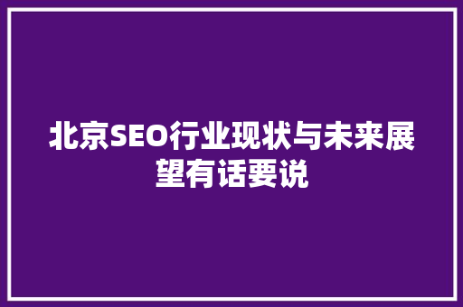 北京SEO行业现状与未来展望有话要说