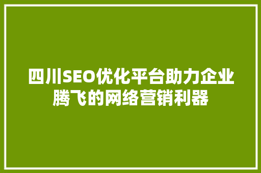 四川SEO优化平台助力企业腾飞的网络营销利器