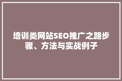 培训类网站SEO推广之路步骤、方法与实战例子
