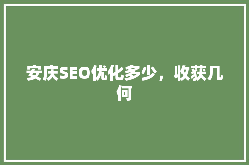 安庆SEO优化多少，收获几何
