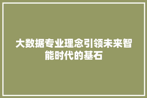 大数据专业理念引领未来智能时代的基石  第1张