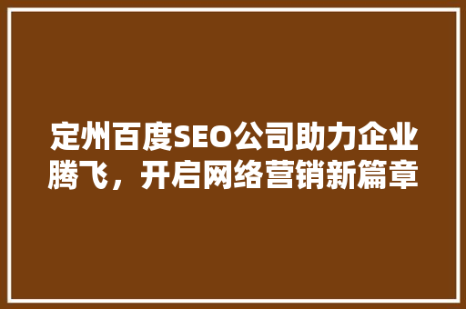 定州百度SEO公司助力企业腾飞，开启网络营销新篇章