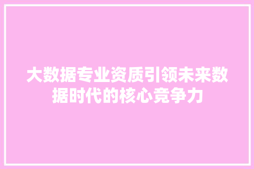 大数据专业资质引领未来数据时代的核心竞争力