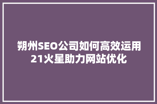朔州SEO公司如何高效运用21火星助力网站优化