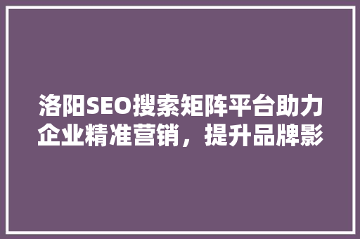 洛阳SEO搜索矩阵平台助力企业精准营销，提升品牌影响力