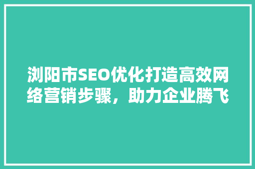 浏阳市SEO优化打造高效网络营销步骤，助力企业腾飞