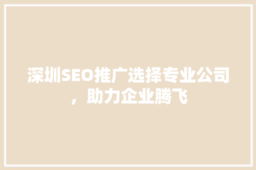 深圳SEO推广选择专业公司，助力企业腾飞