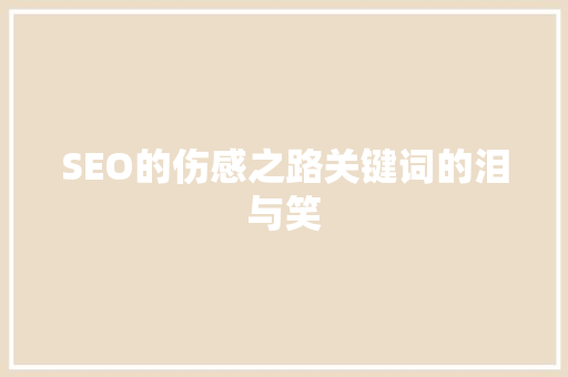 SEO的伤感之路关键词的泪与笑