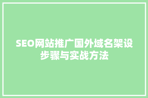 SEO网站推广国外域名架设步骤与实战方法