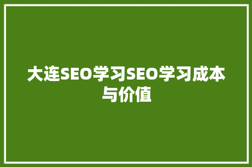 大连SEO学习SEO学习成本与价值