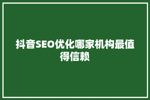抖音SEO优化哪家机构最值得信赖