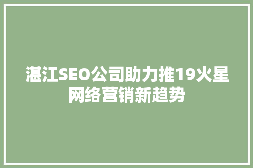 湛江SEO公司助力推19火星网络营销新趋势