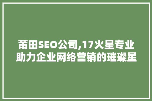 莆田SEO公司,17火星专业助力企业网络营销的璀璨星火