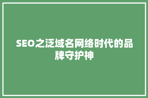 SEO之泛域名网络时代的品牌守护神