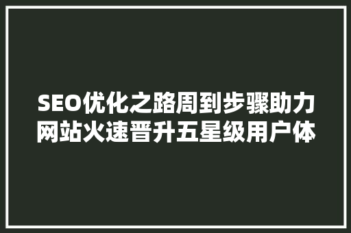 SEO优化之路周到步骤助力网站火速晋升五星级用户体验