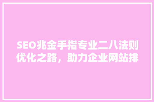 SEO兆金手指专业二八法则优化之路，助力企业网站排名提升
