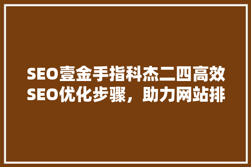 SEO壹金手指科杰二四高效SEO优化步骤，助力网站排名跃升