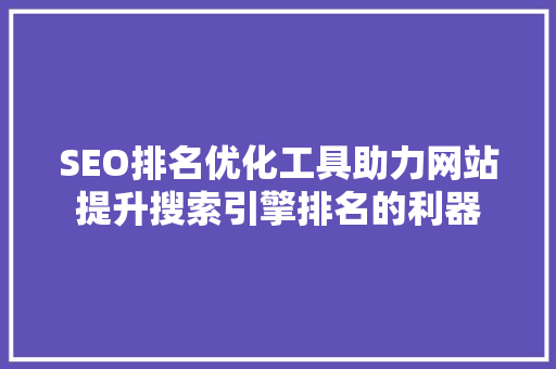 SEO排名优化工具助力网站提升搜索引擎排名的利器