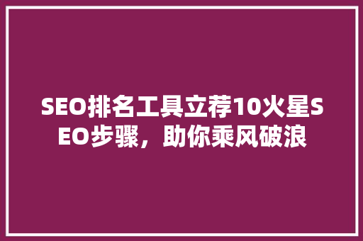 SEO排名工具立荐10火星SEO步骤，助你乘风破浪