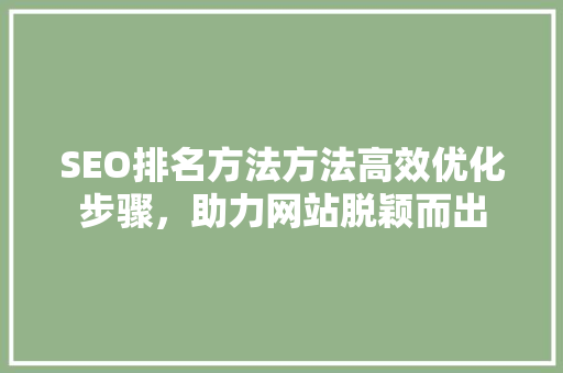 SEO排名方法方法高效优化步骤，助力网站脱颖而出
