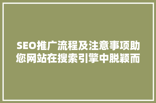 SEO推广流程及注意事项助您网站在搜索引擎中脱颖而出