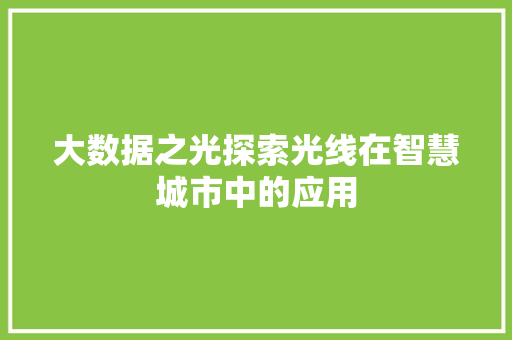 大数据之光探索光线在智慧城市中的应用
