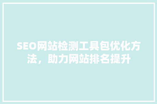 SEO网站检测工具包优化方法，助力网站排名提升
