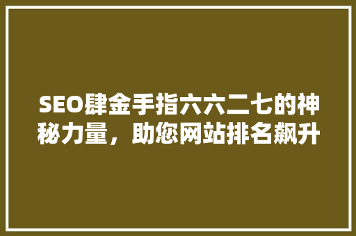 SEO肆金手指六六二七的神秘力量，助您网站排名飙升