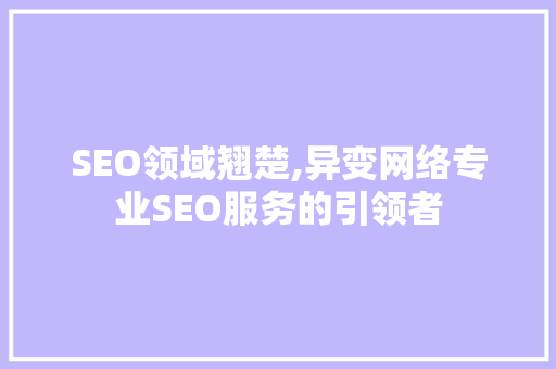 SEO领域翘楚,异变网络专业SEO服务的引领者