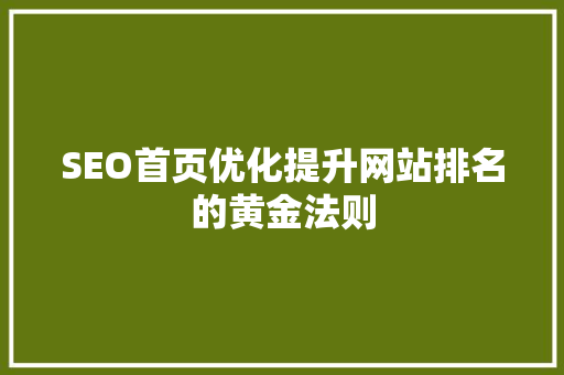 SEO首页优化提升网站排名的黄金法则