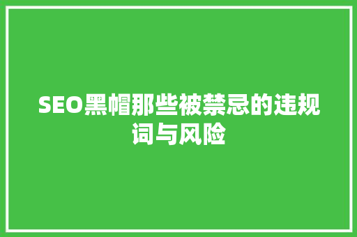 SEO黑帽那些被禁忌的违规词与风险