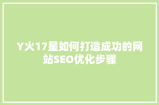 Y火17星如何打造成功的网站SEO优化步骤