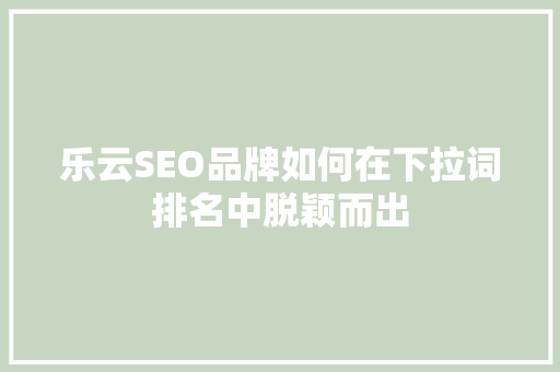 乐云SEO品牌如何在下拉词排名中脱颖而出