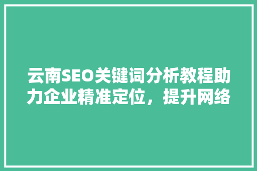 云南SEO关键词分析教程助力企业精准定位，提升网络营销效果