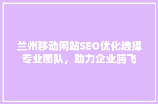 兰州移动网站SEO优化选择专业团队，助力企业腾飞