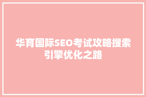 华育国际SEO考试攻略搜索引擎优化之路