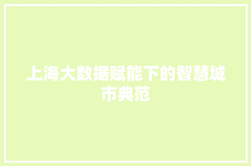 上海大数据赋能下的智慧城市典范