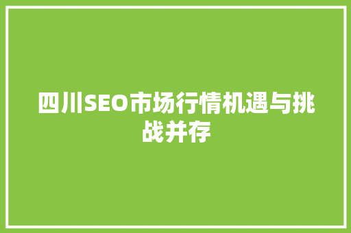 四川SEO市场行情机遇与挑战并存