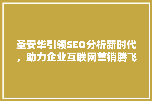 圣安华引领SEO分析新时代，助力企业互联网营销腾飞