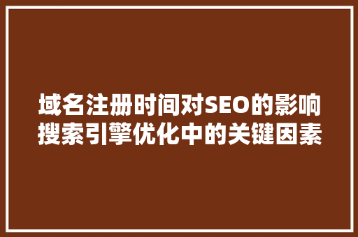 域名注册时间对SEO的影响搜索引擎优化中的关键因素