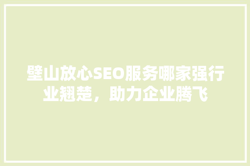壁山放心SEO服务哪家强行业翘楚，助力企业腾飞  第1张